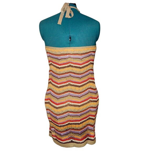 SO Goods For Life Multicolor Chevron Knit Sleeveless Halter Dress Tie Back Small - Picture 6 of 6